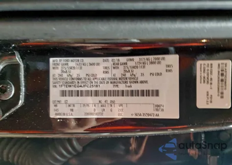 2018 Ford F150 Supercrew из США, поврежденный, VIN 1FTEW1EG4JFC25181